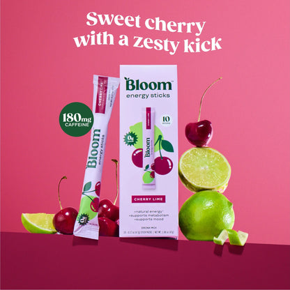 Bloom Nutrition Energy Sticks (10 Sticks) – Focus & Metabolism Support – Natural Caffeine & B Vitamins